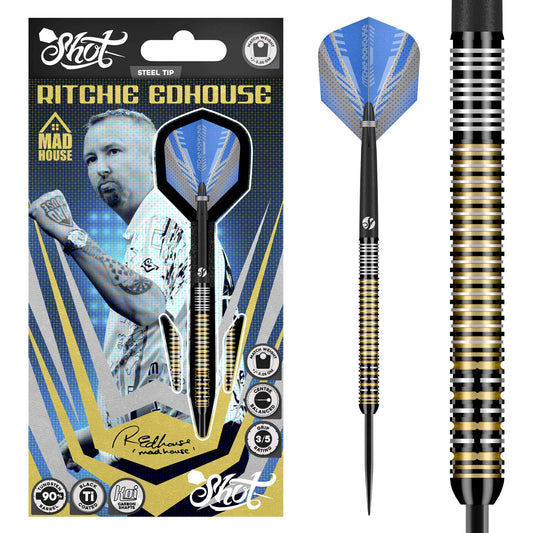 Shot Ritchie Edhouse Madhouse Steel Tip Dart Set-90% Tungsten Barrels
