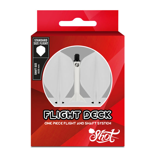 Shot Flight Deck - One Piece Dart Flight and Shaft System - White
